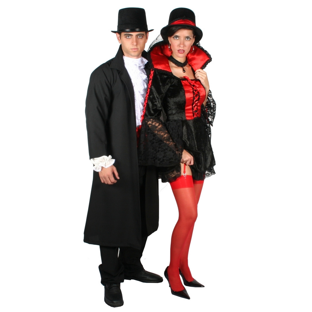 Fantasia de Halloween para casais – Fantasia de vampiro masculina e  feminina para casais – Drácula e vampira preta 