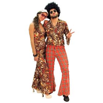 Anos 70 casal caramelo estampado
