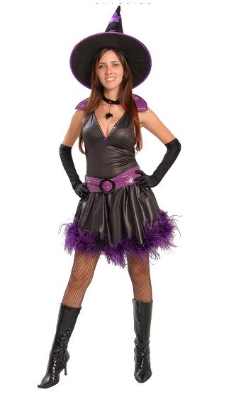 Bruxa sexy roxa e preta